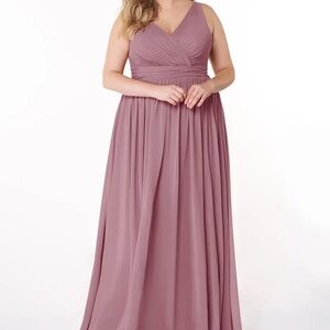 AZAZIE KORA Vintage Mauve A-Line Pleated Chiffon Bridesmaid Dress A16